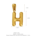 Golden stainless steel bubble letter H pendant necklace charm with 22mm height - Letter H (Pendant Only) / Gold