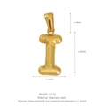 Polished 18K gold plated stainless steel balloon letter I pendant with size markings - Letter I (Pendant Only) / Gold