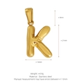 Gold 18K plated stainless steel bubble letter K pendant with high polished finish - Letter K (Pendant Only) / Gold