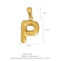 Polished 18K gold plated bubble letter P pendant made of durable stainless steel - Letter P (Pendant Only) / Gold