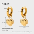 Dimensiones detalladas de los pendientes de corazón en acero inoxidable bañados en oro 18K - Estilo de Colgante de Corazón (NXE81)