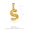 Polished stainless steel 18K gold plated balloon style letter S bubble pendant charm - Letter S (Pendant Only) / Gold