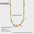 Détail du collier en acier inoxydable étanche avec perles multicolores et mesures - Collier