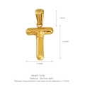Polished 18K gold plated stainless steel balloon letter T pendant with 3D bubble design - Letter T (Pendant Only) / Gold