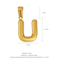 Polished 18K gold plated stainless steel balloon letter U pendant for DIY necklaces - Letter U (Pendant Only) / Gold