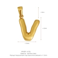 3D bubble letter V pendant in 18K gold plated stainless steel with mirror polish - Letter V (Pendant Only) / Gold