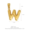 Polished 18K gold plated stainless steel balloon letter W pendant charm 21mm - Letter W (Pendant Only) / Gold
