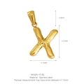 Polished 18K gold plated stainless steel letter X bubble pendant with dimensions - Letter X (Pendant Only) / Gold