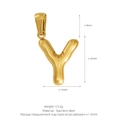 Polished 18K gold-plated stainless steel balloon letter Y pendant charm jewelry - Letter Y (Pendant Only) / Gold