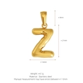 Polished 18K gold plated stainless steel bubble letter Z pendant for DIY necklaces - Letter Z (Pendant Only) / Gold