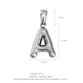 Polished silver stainless steel bubble letter A pendant for necklace jewelry making - Letter A (Pendant Only) / Silver