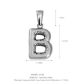 Polished silver stainless steel bubble letter B pendant charm with sunburst texture - Letter B (Pendant Only) / Silver