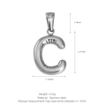 Polished silver stainless steel puffy letter C bubble pendant necklace accessory - Letter C (Pendant Only) / Silver