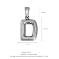 Polished stainless steel letter D bubble pendant charm in silver finish with measurements - Letter D (Pendant Only) / Silver