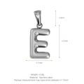 Polished silver stainless steel balloon letter E pendant with dimensional puffy texture - Letter E (Pendant Only) / Silver