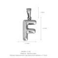 Polished stainless steel letter F bubble pendant charm in silver finish 21mm x 11mm size - Letter F (Pendant Only) / Silver
