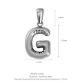 Silver balloon letter G pendant in stainless steel with detailed size measurements - Letter G (Pendant Only) / Silver