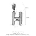 Polished stainless steel bubble letter H pendant with size and weight measurements - Letter H (Pendant Only) / Silver