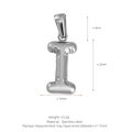 Polished stainless steel letter I balloon pendant necklace charm in silver finish - Letter I (Pendant Only) / Silver