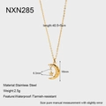 Detail of 18k gold plated stainless steel star and crescent moon pendant with engraving - Star Moon Pendant Style (NXN285)