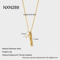 Detailed view of the 18k gold plated mama pendant and pearl on a stainless steel chain - Gold Letter Pearl Style(NXN289)