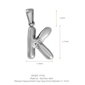 Polished silver-tone stainless steel bubble letter K pendant with precise size measurements - Letter K (Pendant Only) / Silver