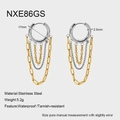 Détail des boucles d'oreilles pampilles en acier doré 18k montrant le diamètre de 17mm - Style Bicolore Or et Argent (NXE86GS)