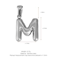 Polished stainless steel letter M bubble pendant in silver finish with size dimensions - Letter M (Pendant Only) / Silver