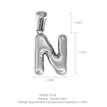 Polished stainless steel balloon letter N pendant with silver finish and 3D design - Letter N (Pendant Only) / Silver