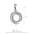 Stainless steel bubble letter O pendant in silver finish with precise dimensions - Letter O (Pendant Only) / Silver