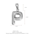Polished stainless steel letter P bubble pendant in silver finish with size markings - Letter P (Pendant Only) / Silver