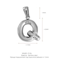 Polished silver stainless steel 3D bubble letter Q pendant for DIY necklaces - Letter Q (Pendant Only) / Silver