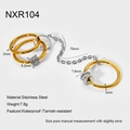 Schéma détaillé de la bague en acier inoxydable plaqué or 18k avec cylindre en zircon - Taille 6 / Style Charm Pavé avec Connexion Chaîne (NXR104)
