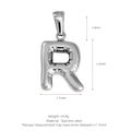 Polished stainless steel letter R bubble pendant with silver mirror finish for DIY jewelry - Letter R (Pendant Only) / Silver