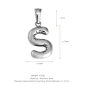 Polished silver stainless steel S-shaped bubble letter pendant with 3.9g weight details - Letter S (Pendant Only) / Silver