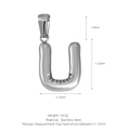 Polished stainless steel letter U bubble pendant with dimensions in silver finish - Letter U (Pendant Only) / Silver