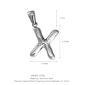 Polished stainless steel letter X bubble pendant with measurements of 21mm by 15mm - Letter X (Pendant Only) / Silver