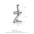 Polished stainless steel letter Z bubble pendant with 3D balloon effect in silver finish - Letter Z (Pendant Only) / Silver