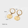Macro view of 14k gold plated snake embossed pendant earring with specific dimensions - Sunburst Relief Snake (DFE202316)
