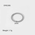Détail de la bague à perles de 2mm en acier inoxydable avec dimensions et poids - Bande Perlée (DFR114S)