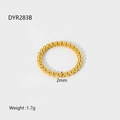 Détails d'une bague à billes en acier doré de 2mm avec spécifications de 1,7g - US 6 / Bande Perlée (DFR114G)