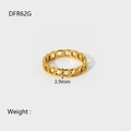 Dettaglio della larghezza di 3,9 mm dell'anello a catena in acciaio inossidabile 18K - Stile Catena Oro (DFR62G)