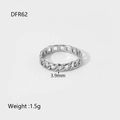 Détail d'une bague chaîne vintage de 3,9mm de large en finition argent de 1,5g - US 7 / Style Chaîne Argentée (DFR62S)