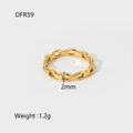 Détails de la bague chaîne en acier titane plaqué or 18K, 2 mm et poids de 1,2 g - US 7 / Style Maillon de Chaîne (DFR59)