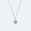 Golden titanium steel necklace with detailed seashell textured pendant for women - Coin Shell / Gold (18K)