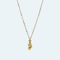 Golden titanium steel necklace with a minimalist seashell pendant on a blue background - Small Conch / Gold (18K)
