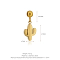 Mini stainless steel golden cactus charm pendant for DIY necklace with size measurements - Cactus Style (K06) / Gold