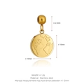 Mini 10mm golden world map round pendant made of polished stainless steel for necklaces - Earth Style (K30) / Gold