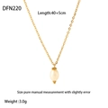 Detail view of 18K gold plated necklace with freshwater pearl pendant and size specs - Necklace (DFN220)