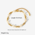 Detail von Süßwasserperlen und 18k vergoldetem Edelstahlarmband mit Verschluss - Gold Perlen Gliederkettenarmband (DFB135)